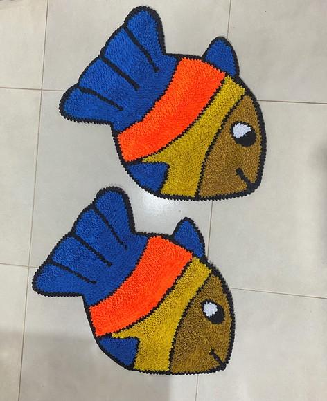 2 Tapetes Frufru Peixe Antiderrapante