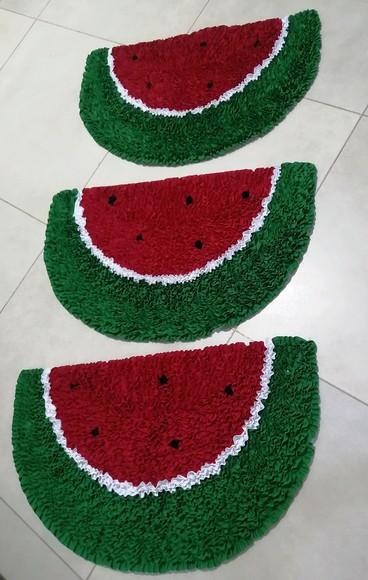 3 Tapetes Frufru Melancia Antiderrapante