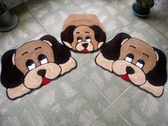 Jogo de Banheiro de Cachorro Frufru Antiderrapante