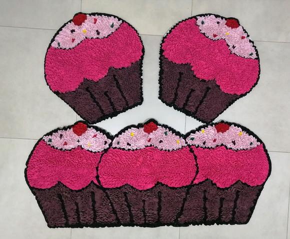 Jogo de Cozinha Cupcake Frufru Antiderrapante