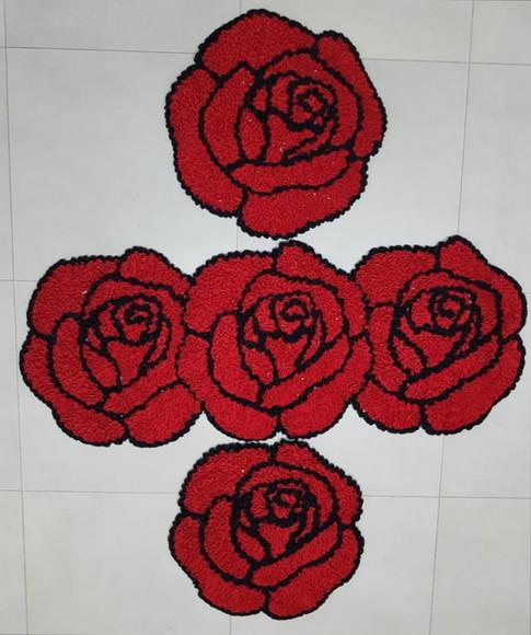 Jogo de Cozinha Rosas em Frufru Antiderrapante