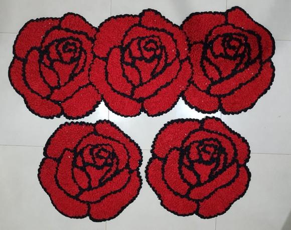 Jogo de Cozinha Rosas em Frufru Antiderrapante