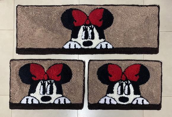 Jogo de Tapete de Minnie em Frufru com Antiderrapante