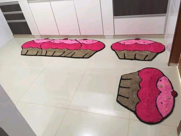Jogo Tapete de Cupcake em Frufru Antiderrapante