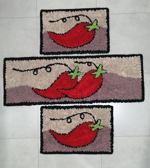 Jogo Tapetes de Pimenta Preta Frufru Antiderrapante