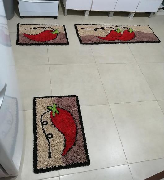 Jogo Tapetes de Pimenta Preta Frufru Antiderrapante