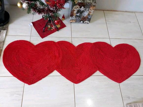 Passadeira Frufru Corações 1m30cm Antiderrapante