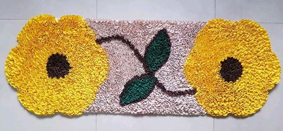 Passadeira Frufru Flor Amarela 1m20cm x 40cm Antiderrapante