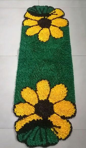 Passadeira Frufru Flor Amarela 1m20cm x 40cm Antiderrapante