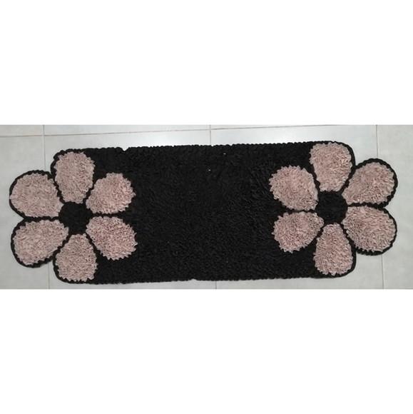 Passadeira Frufru Flor Bege 1m68cm x 40cm Antiderrapante