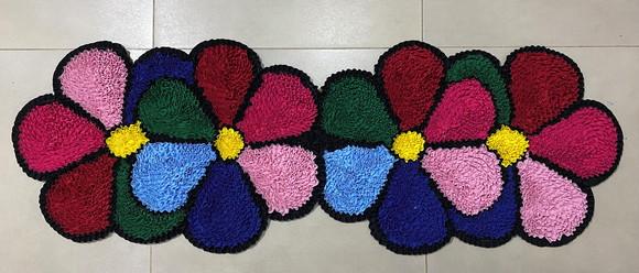 Passadeira Frufru Flor Colorida 1m20cm Antiderrapante
