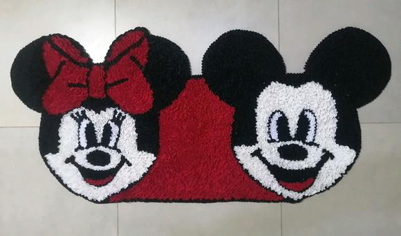 Passadeira Frufru Minnie e Mickey 1m20cm Antiderrapante