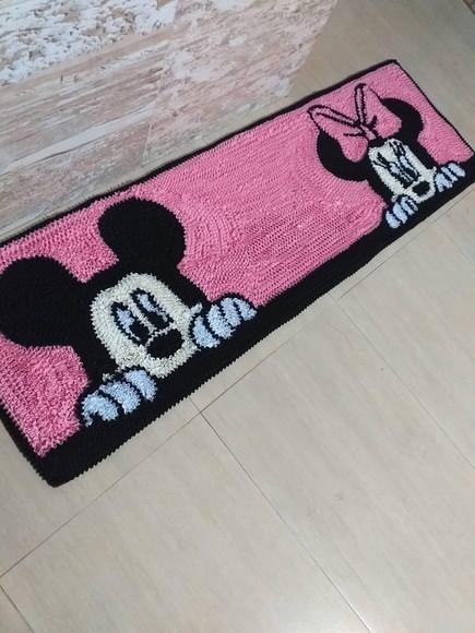 Passadeira Frufru Minnie e Mickey 1m20cm Antiderrapante