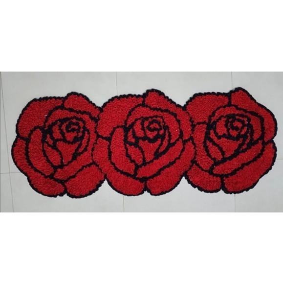 Passadeira Frufru Rosas 1m20cm x 49cm Antiderrapante