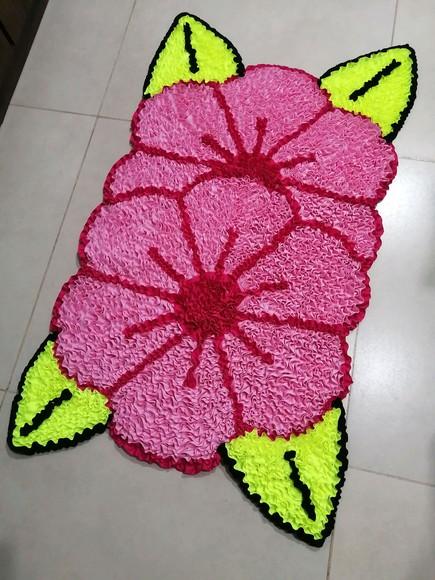 Tapete Flor Rosa Claro 50cm X 90cm Antiderrapantes