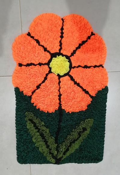 Tapete Frufru de Flor Laranja Antiderrapante