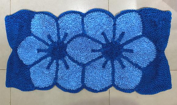 Tapete Frufru Flor Azul Antiderrapante