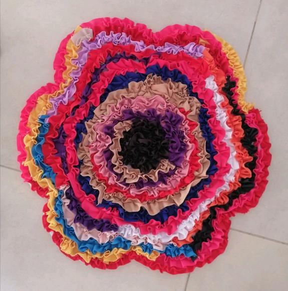 Tapete Frufru Flor Colorida Antiderrapante