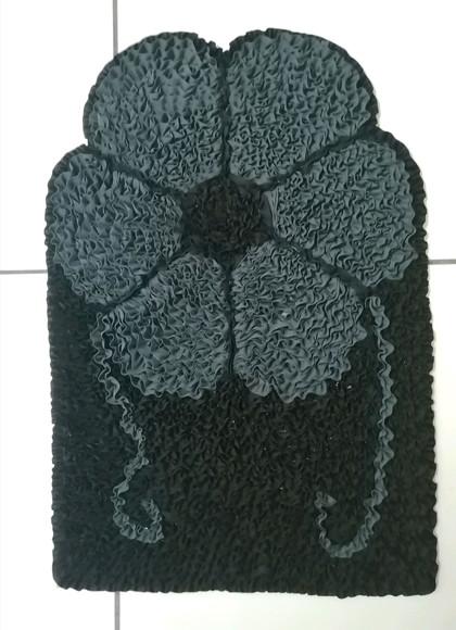 Tapete Frufru Flor Grafite Antiderrapante