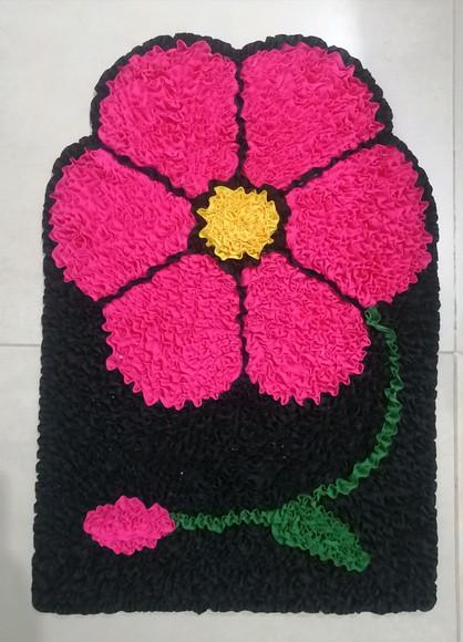Tapete Frufru Flor Rosa Antiderrapante