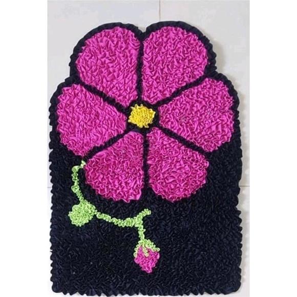 Tapete Frufru Flor Rosa Antiderrapante