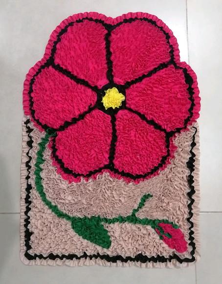 Tapete Frufru Flor Rosa Pink Antiderrapante