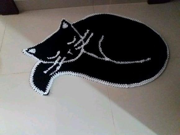 Tapete Frufru Gato Preto Antiderrapante