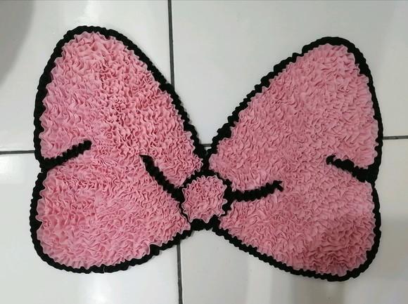 Tapete Frufru Laço Rosa Bebê Antiderrapante