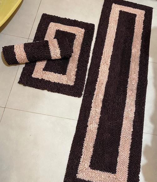 Tapete Frufru Marrom e Bege 1m50cm Antiderrapante