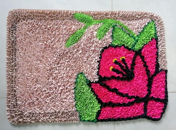 Tapete Frufru Flor Rosa Pink Antiderrapante