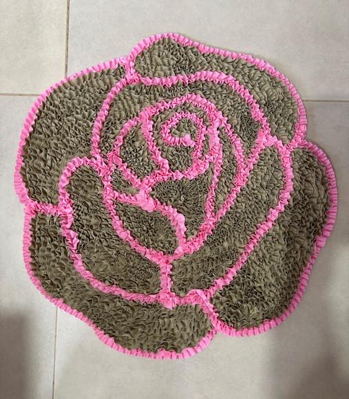 Tapete Frufru Rosa Bege e Rosa Claro Antiderrapante