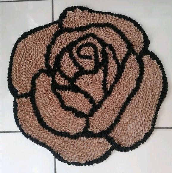 Tapete Frufru Rosa Bege Antiderrapante