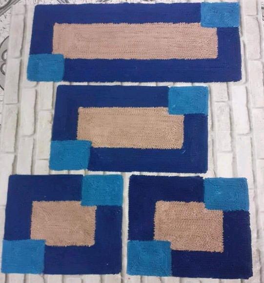 Tapetes Frufru Azul Simples Antiderrapante