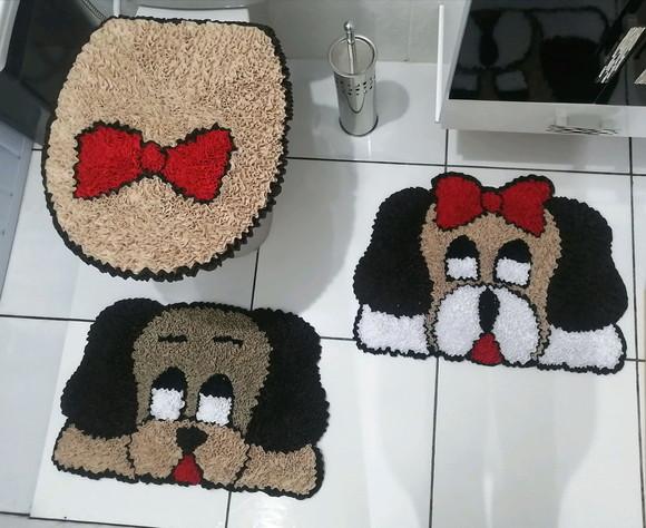 Tapetes Frufru Banheiro Cachorro/Cachorra Antiderrapante