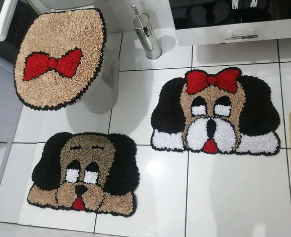 Tapetes Frufru Banheiro Cachorro/Cachorra Antiderrapante