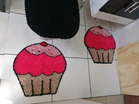 Tapetes Frufru Banheiro Cupcake Antiderrapante