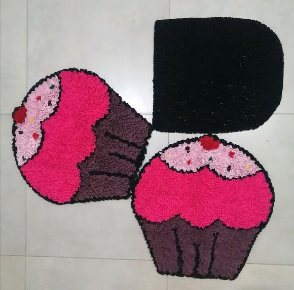 Tapetes Frufru Banheiro Cupcake Antiderrapante