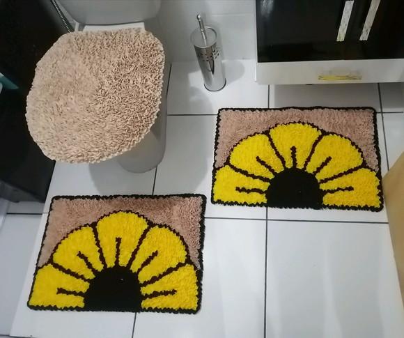 Tapetes Frufru Banheiro Flor Amarela Antiderrapante