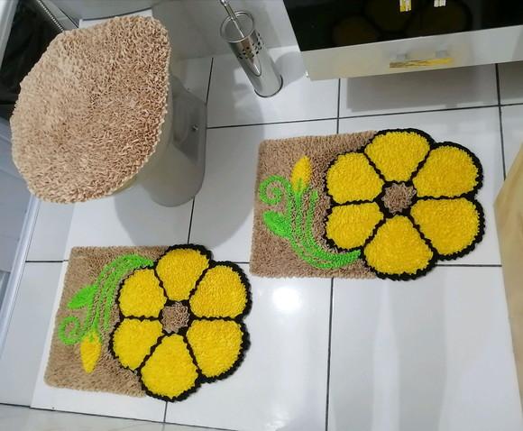 Tapetes Frufru Banheiro Flor Amarela Antiderrapante