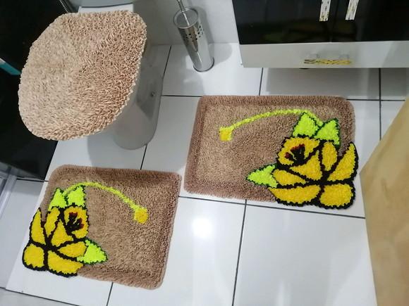 Tapetes Frufru Banheiro Flor Amarela Antiderrapante