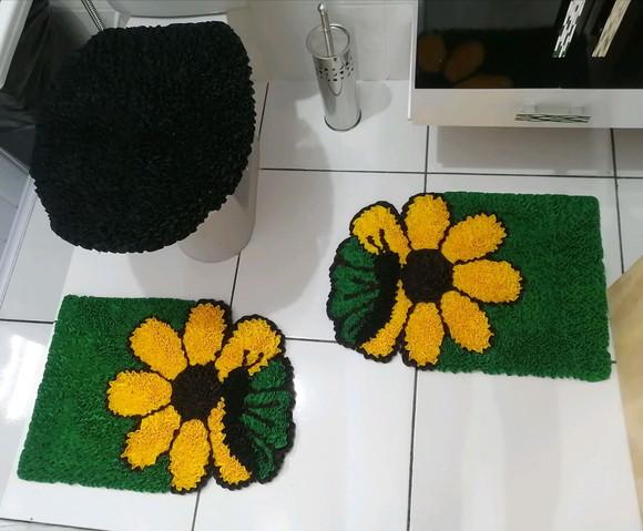 Tapetes Frufru Banheiro Flor Amarela Antiderrapante