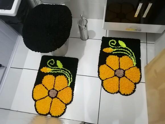 Tapetes Frufru Banheiro Flor Amarela Antiderrapante