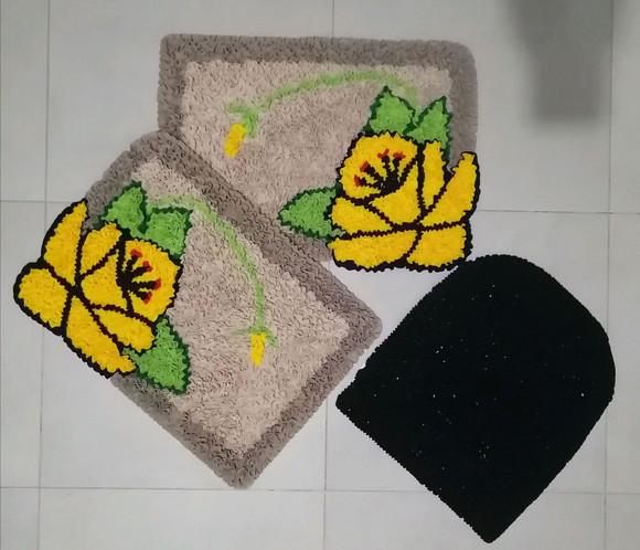Tapetes Frufru Banheiro Flor Amarela Antiderrapante