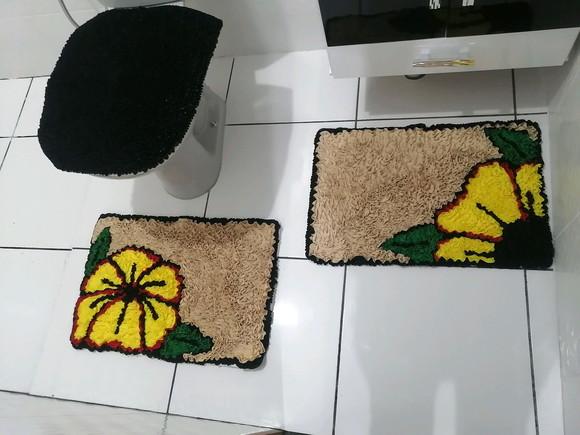 Tapetes Frufru Banheiro Flor Amarela Antiderrapante
