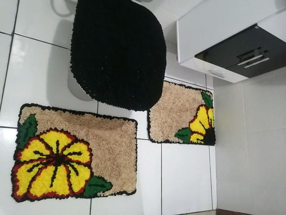 Tapetes Frufru Banheiro Flor Amarela Antiderrapante