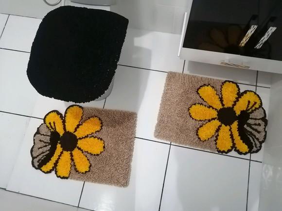 Tapetes Frufru Banheiro Flor Borboleta Antiderrapante