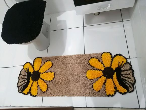 Tapetes Frufru Banheiro Flor Borboleta Antiderrapante