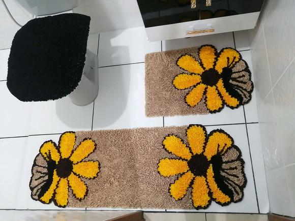 Tapetes Frufru Banheiro Flor Borboleta Antiderrapante