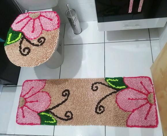 Tapetes Frufru Banheiro Flor Rosa Antiderrapante