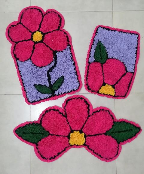 Tapetes Frufru Banheiro Flor Rosa Antiderrapante